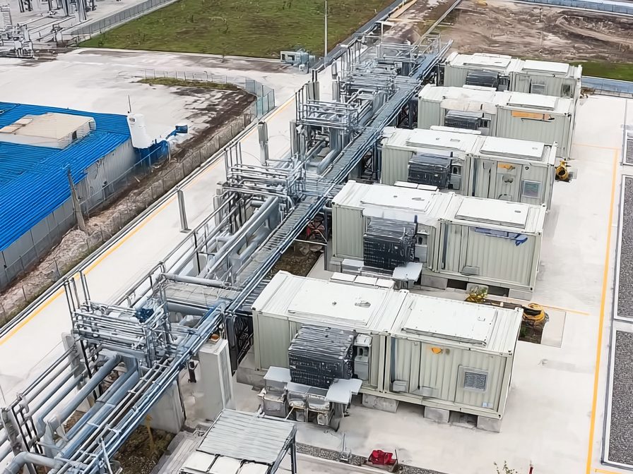 Modular power generation and switchroom units on a hardstand at a remote operation.